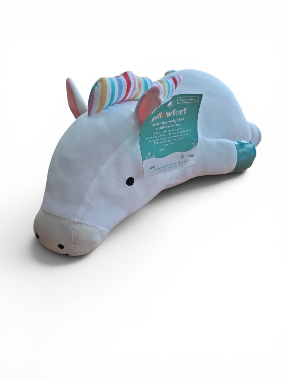 Pillowfort Weighted Soothing Pillow Rainbow Horse Plush NWT